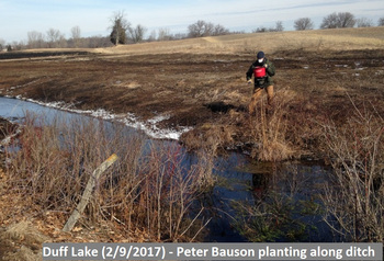 Peter Bauson planting along ditch