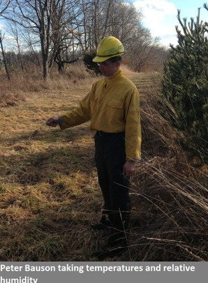 Peter Bauson taking temperatures and relative humidity